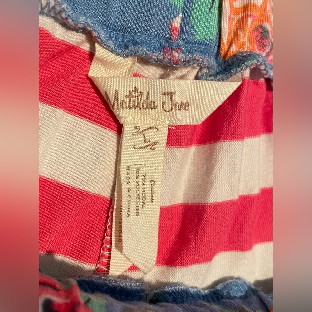 Matilda Jane Pink & White Striped Ruffle Ankle Pants - Picture 6 of 6